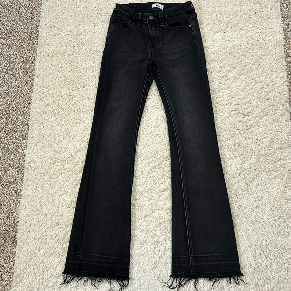 l&M Structured Denim Brand 0 black flare jeans with raw hem